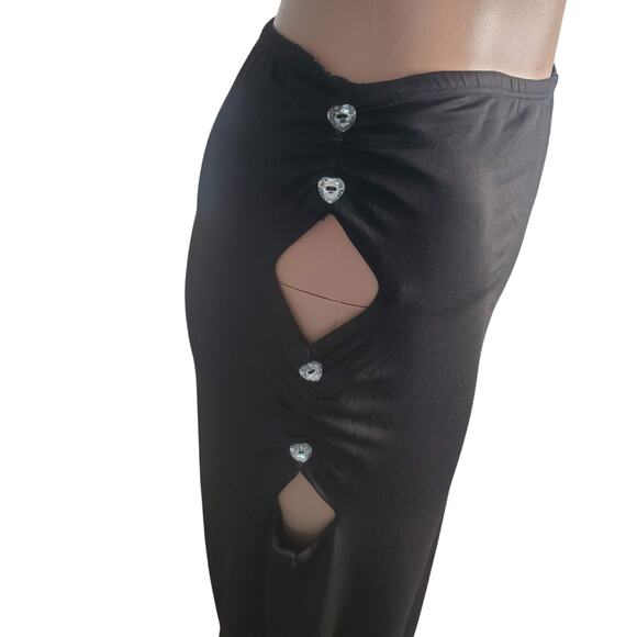 That's So Fetch Australia US Size 6 Wide Leg Side Cut out hearts black pants - Picture 3 of 12